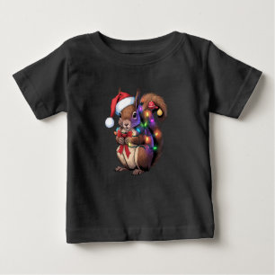 Squirrel Christmas Lights Xmas Party Family Baby T-Shirt