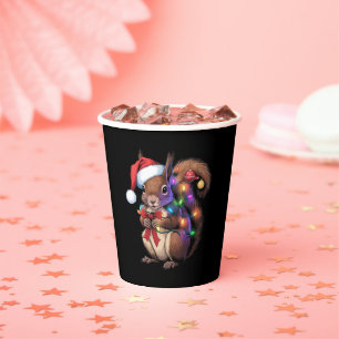 Squirrel Christmas Lights Xmas Party Family Paper Cups