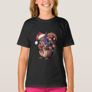 Squirrel Christmas Lights Xmas Party Family T-Shirt