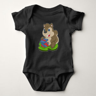 Squirrel Christmas Package Baby Bodysuit