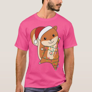 Squirrel Christmas Santa Clauses Fairy Lights T-Shirt