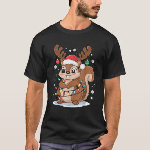 Squirrel Christmas Santa Hat Christmas Vacation Sq T-Shirt