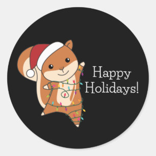 Squirrel Christmas Winter Animals Classic Round St Sticker
