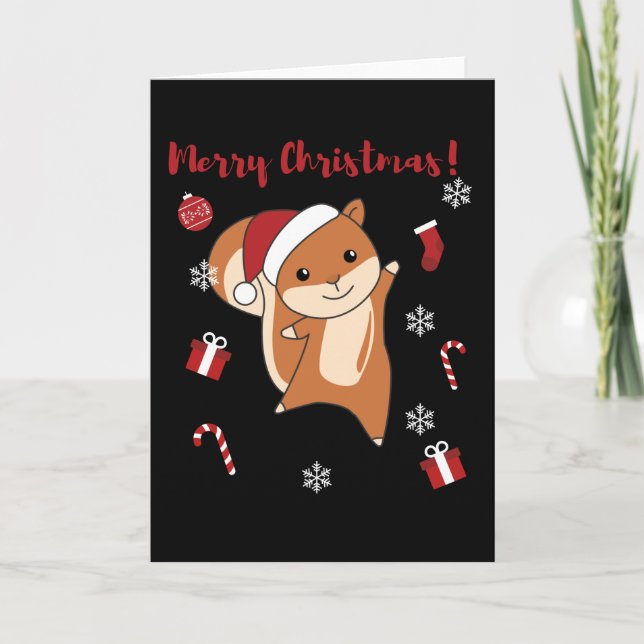 Squirrel Christmas Winter Animals Holiday Card (Front)