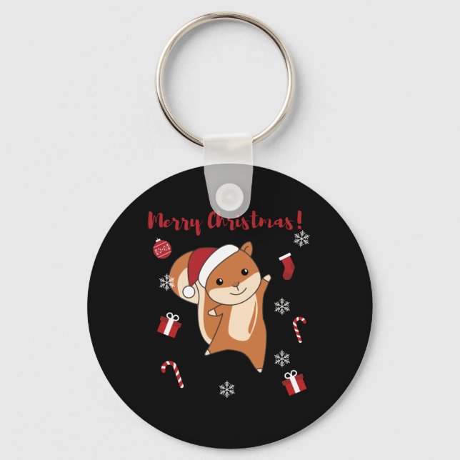 Squirrel Christmas Winter Animals Key Ring (Front)