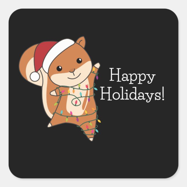 Squirrel Christmas Winter Animals Square Sticker (Front)