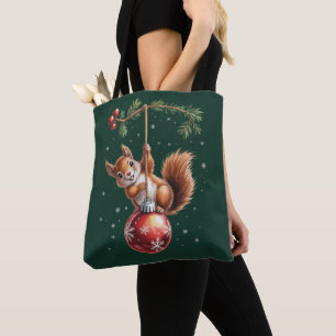 Squirrel Christmas Winter Snowflake Winter Holiday Tote Bag