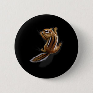 Squirrel Climbing Up, Playful Chipmunk  6 Cm Round Badge