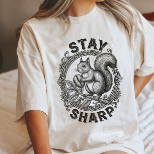 Squirrel Coffee Bean "Stay Sharp" Vintage Art Tri-Blend Shirt