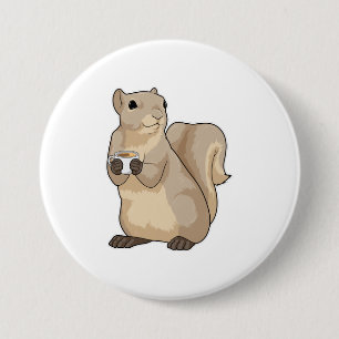 Squirrel Coffee Cup 7.5 Cm Round Badge