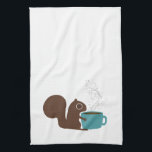 Squirrel Coffee Lover | Fun Animal Lover's Tea Towel<br><div class="desc">Cute squirrel enjoys a steaming hot beverage. This adorable kitchen towel makes a cute gift for any season. Visit Jenn's Doodle World for even more whimsical animal art.</div>
