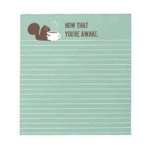 Squirrel Coffee Lover with Customisable Text Notepad