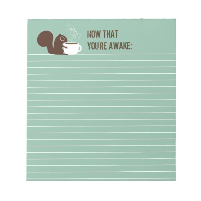 Squirrel Coffee Lover with Customisable Text Notepad (Front)