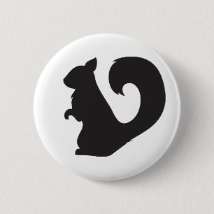 Squirrel critter woodland silhouette graphic 6 cm round badge