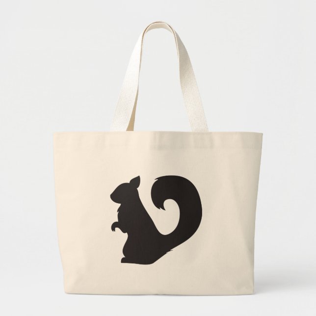 Squirrel critter woodland silhouette graphic large tote bag (Front)