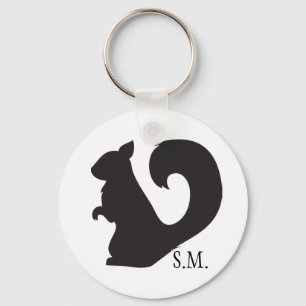 Squirrel critter woodland silhouette initials key ring