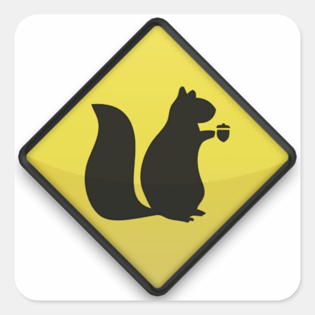 squirrel crossing square sticker (Front)
