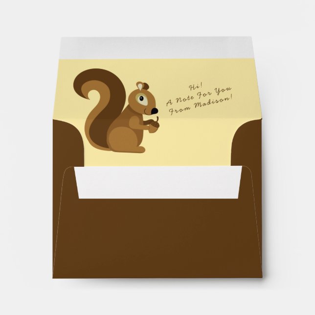 Squirrel Cute Kid's Woodland Envelope (Back (Bottom))