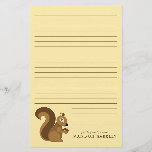 Squirrel Cute Kid's Woodland Stationery (Front)