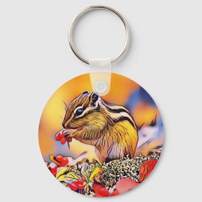 Squirrel Digital Art Painting Keychain (Front)