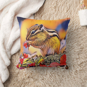 Squirrel Digital Art Painting Throw Pillow