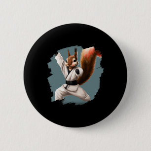 Squirrel Doing Karate Kick Black Belt Martial Arts 6 Cm Round Badge
