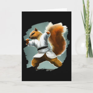 Squirrel Doing Karate Kick Black Belt Martial Arts Card