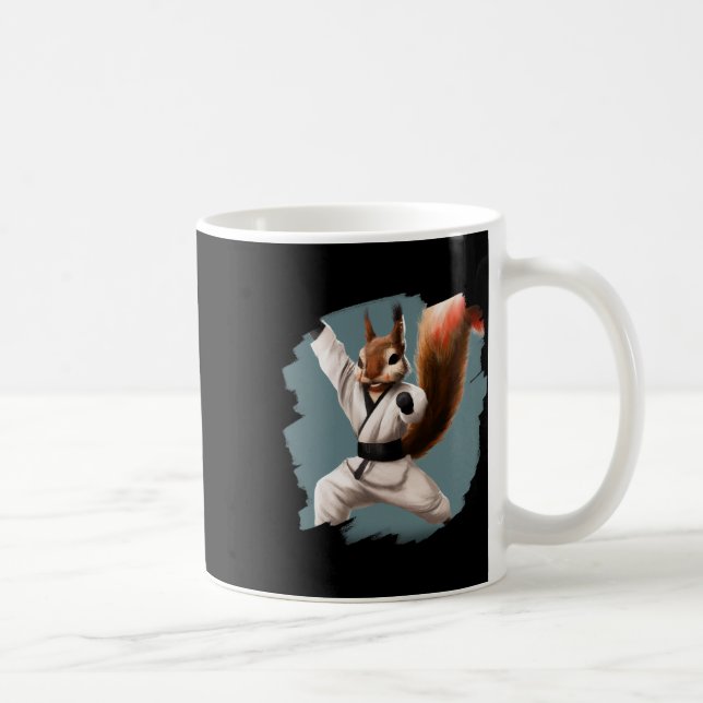Squirrel Doing Karate Kick Black Belt Martial Arts Coffee Mug (Right)