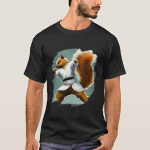 Squirrel Doing Karate Kick Black Belt Martial Arts T-Shirt