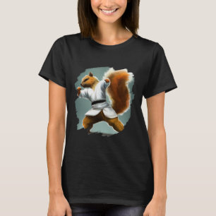 Squirrel Doing Karate Kick Black Belt Martial Arts T-Shirt