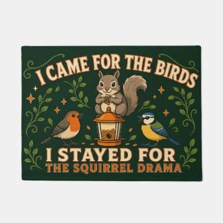 Squirrel Drama Funny Birdwatching Doormat