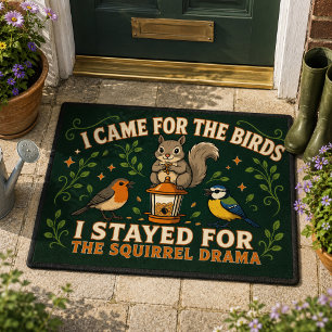 Squirrel Drama Funny Birdwatching Doormat