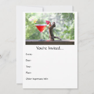 Squirrel Drinking a Cocktail at Happy Hour Invitation