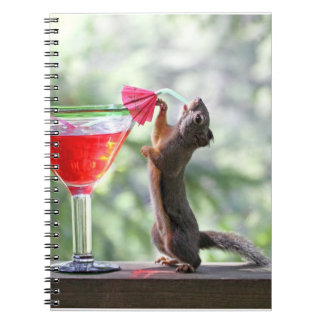 Squirrel Drinking a Cocktail at Happy Hour Spiral Notebook