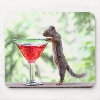 Squirrel Drinking a Cocktail Mouse Pad