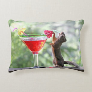 Squirrel Drinking at Happy Hour Decorative Cushion