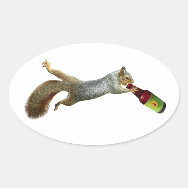 Squirrel Drinking Beer Sticker (Front)