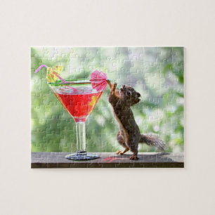 Squirrel Drinking Cocktail Jigsaw Puzzle