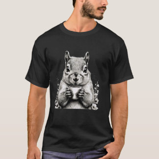 Squirrel Drinking Coffee Cute Wildlife Nature Love T-Shirt