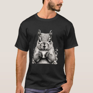 Squirrel Drinking Coffee Cute Wildlife Nature Love T-Shirt