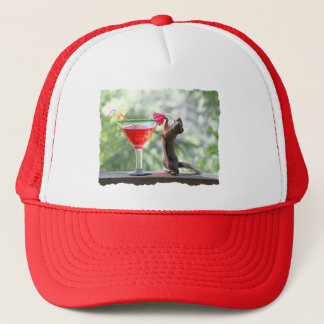 Squirrel Drinking Tropical Drink Trucker Hat