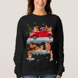 Squirrel Driving Christmas Tree Red Truck Squirrel Sweatshirt