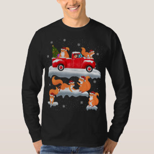 Squirrel Driving Christmas Tree Red Truck Squirrel T-Shirt