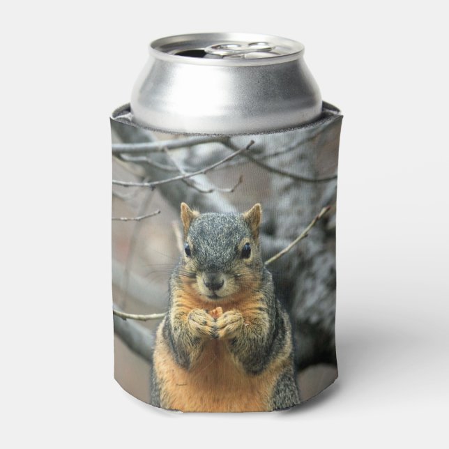 Squirrel Eating a Nut Can Cooler (Can Front)