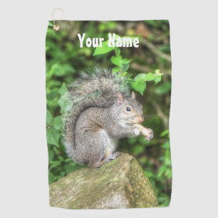 Squirrel Eating a Peanut Golf Towel