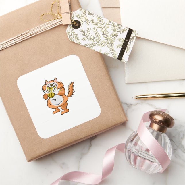 Squirrel eating a peanut sticker (Gifting)