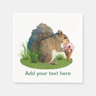 Squirrel Eating Ice Cream Cone, Text Napkin