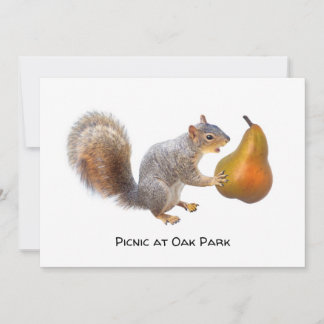 Squirrel Eating Pear Party Invitation