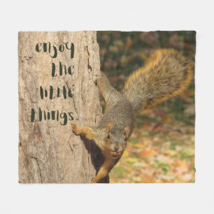 Squirrel Enjoy the little things Fleece Throw Blanket