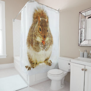 Squirrel Enjoying an Acorn Shower Curtain